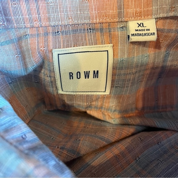 ROWM Men’s Long Sleeve Blue Peach Plaid Button Down Casual Preppy Classic Sz XL - Picture 8 of 9